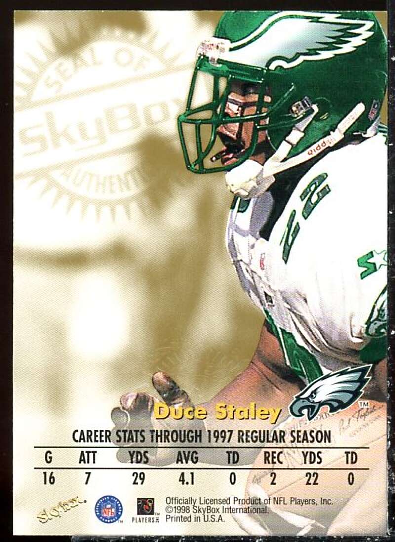 Duce Staley Card 1998 SkyBox Premium Autographics #66  Image 2