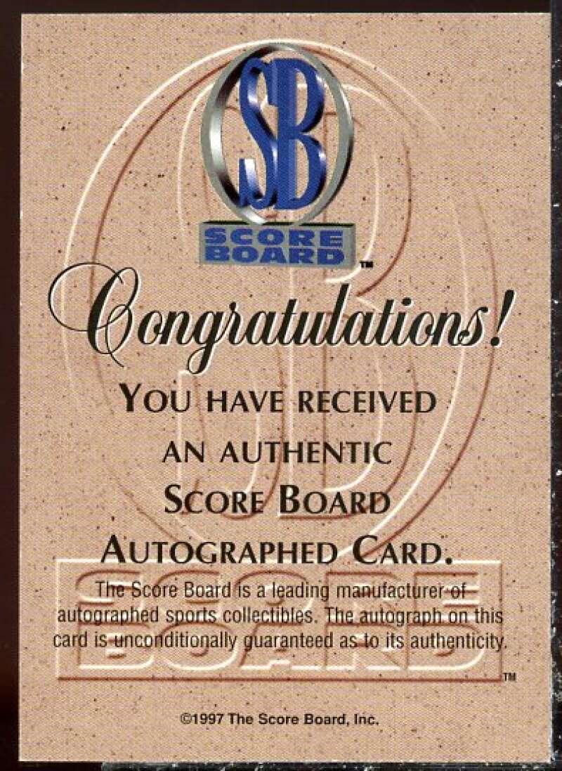 Dan Cleary Card 1997-98 Score Board Autographed Collection Autographs #5  Image 2