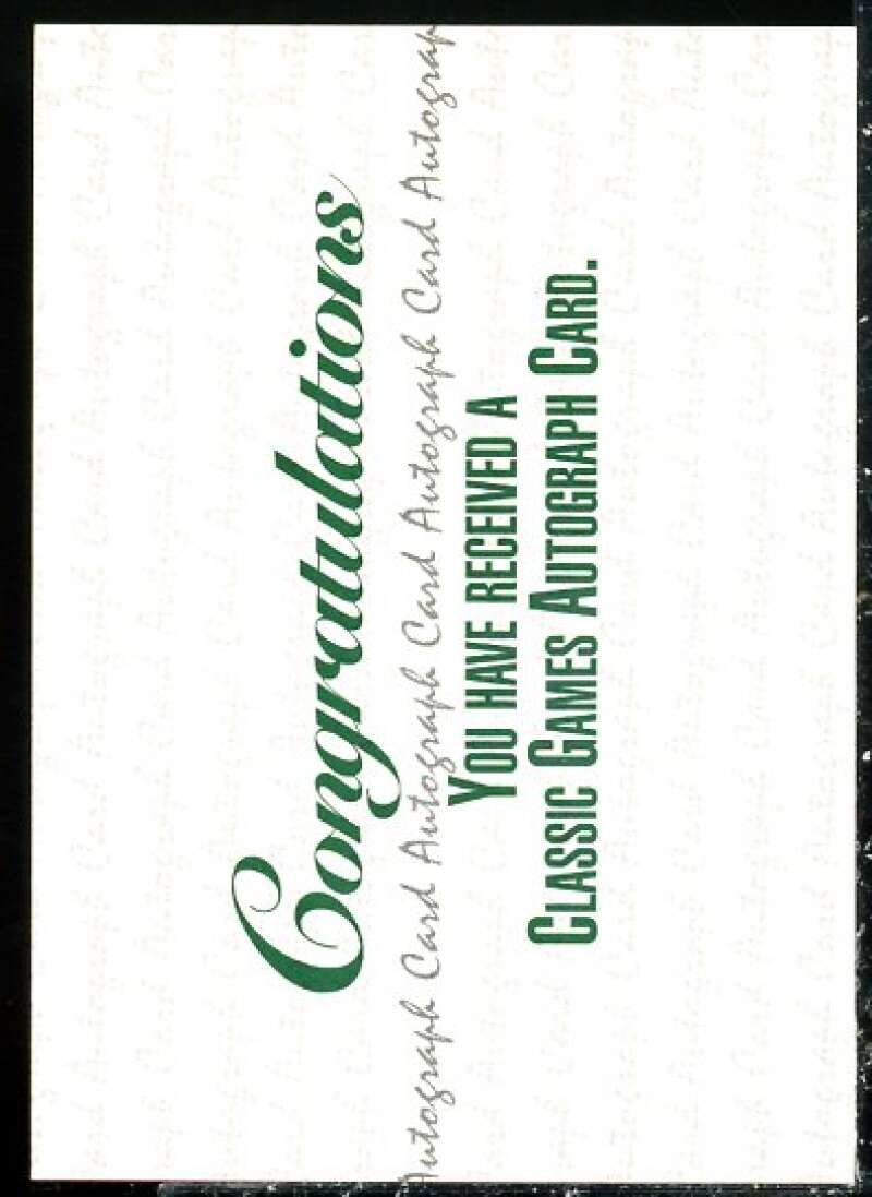 Cory Stillman Card 1992 Classic Four Sport Autographs #155  Image 2