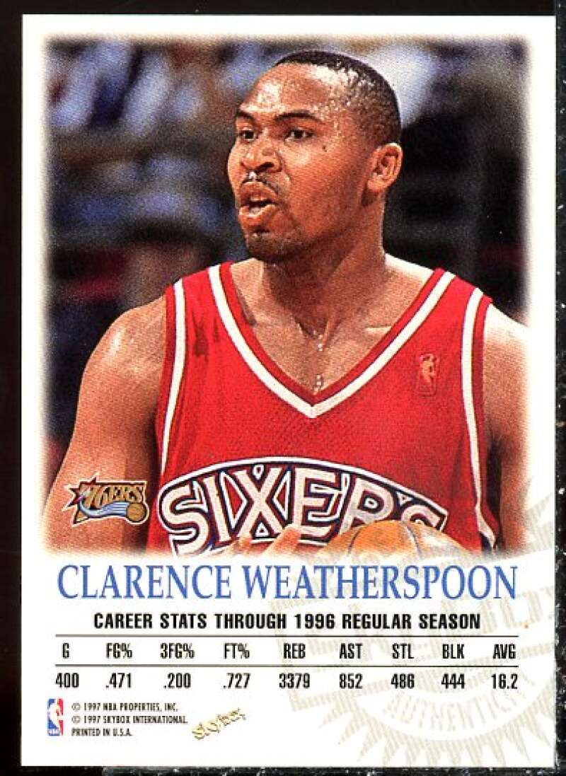 Clarence Weatherspoon Card 1997-98 SkyBox Premium Autographics #109  Image 2