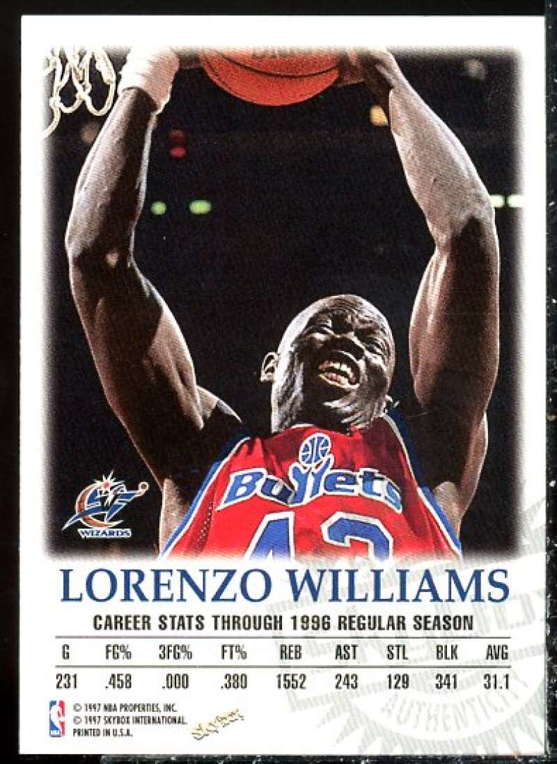 Lorenzo Williams Card 1997-98 SkyBox Premium Autographics #115  Image 2