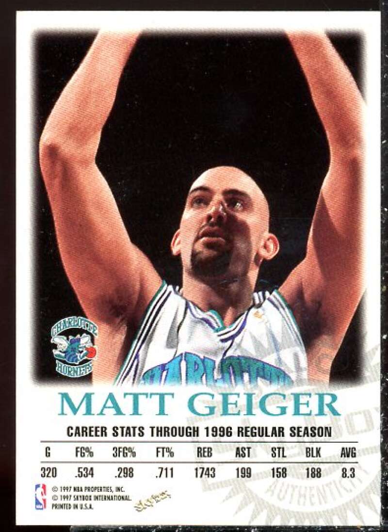 Matt Geiger Card 1997-98 SkyBox Premium Autographics #42  Image 2