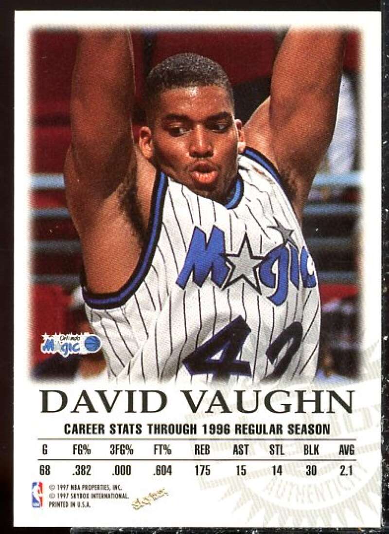 David Vaughn Card 1997-98 SkyBox Premium Autographics #105  Image 2