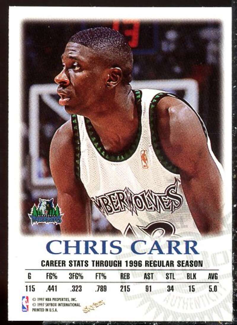 Chris Carr Card 1997-98 SkyBox Premium Autographics #19  Image 2