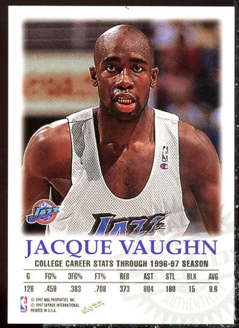 Jacque Vaughn Card 1997-98 SkyBox Premium Autographics #106  Image 2