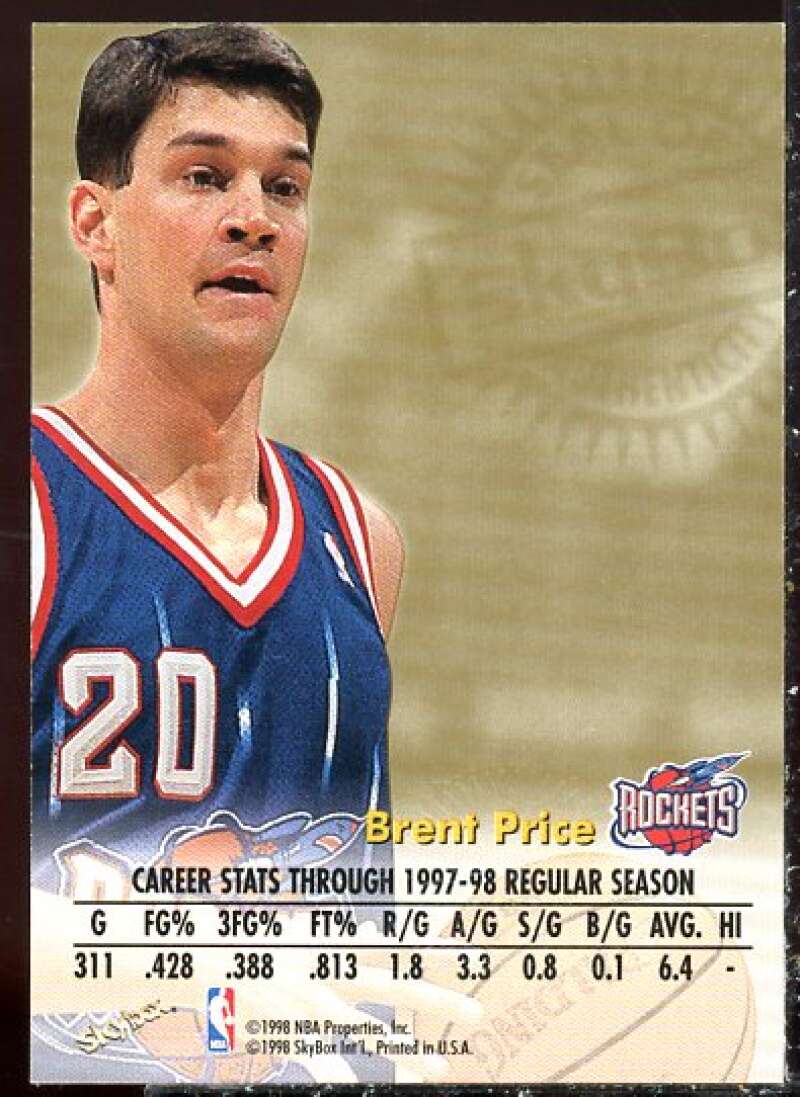 Brent Price Card 1998-99 SkyBox Premium Autographics #99  Image 2