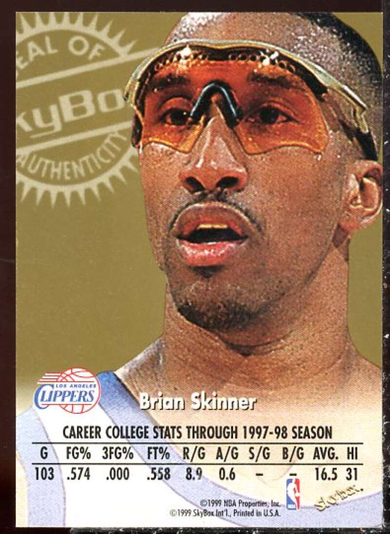 Brian Skinner Card 1998-99 SkyBox Premium Autographics #112  Image 2