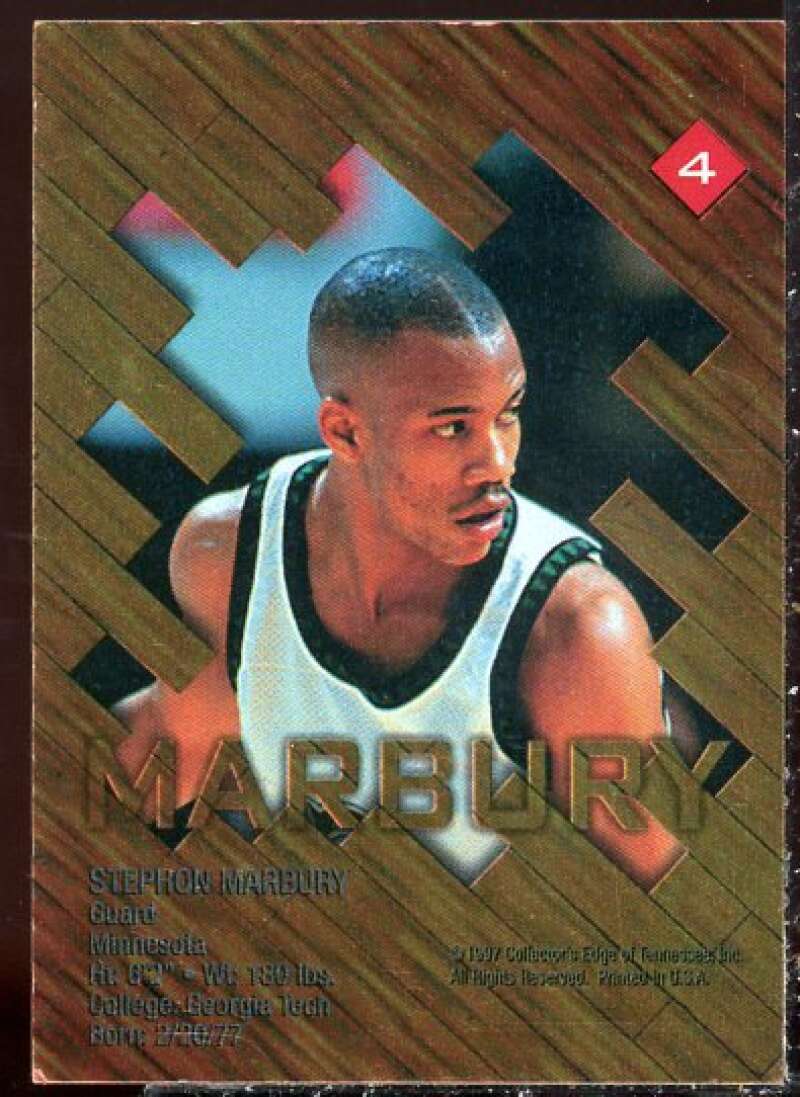 Stephon Marbury Card 1997 Collector's Edge Game Ball #4  Image 2