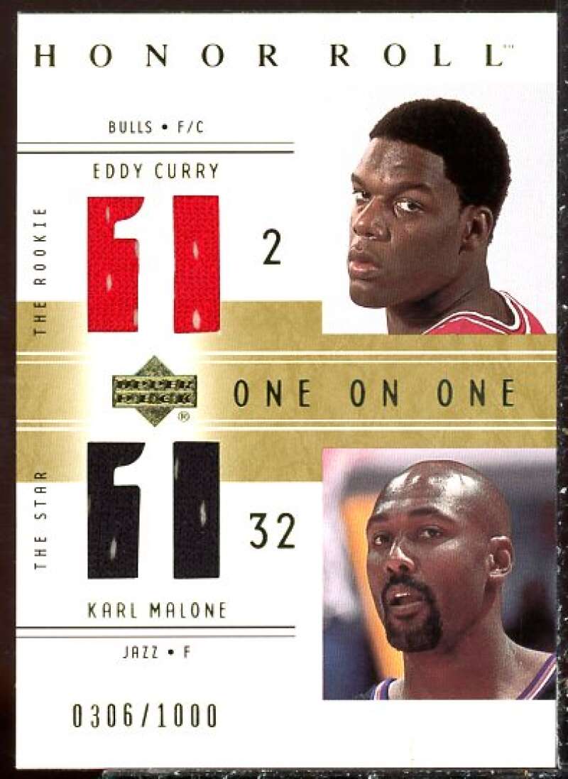 Eddy Curry JSY RC/Karl Malone JSY Card 2001-02 Upper Deck Honor Roll #123  Image 1