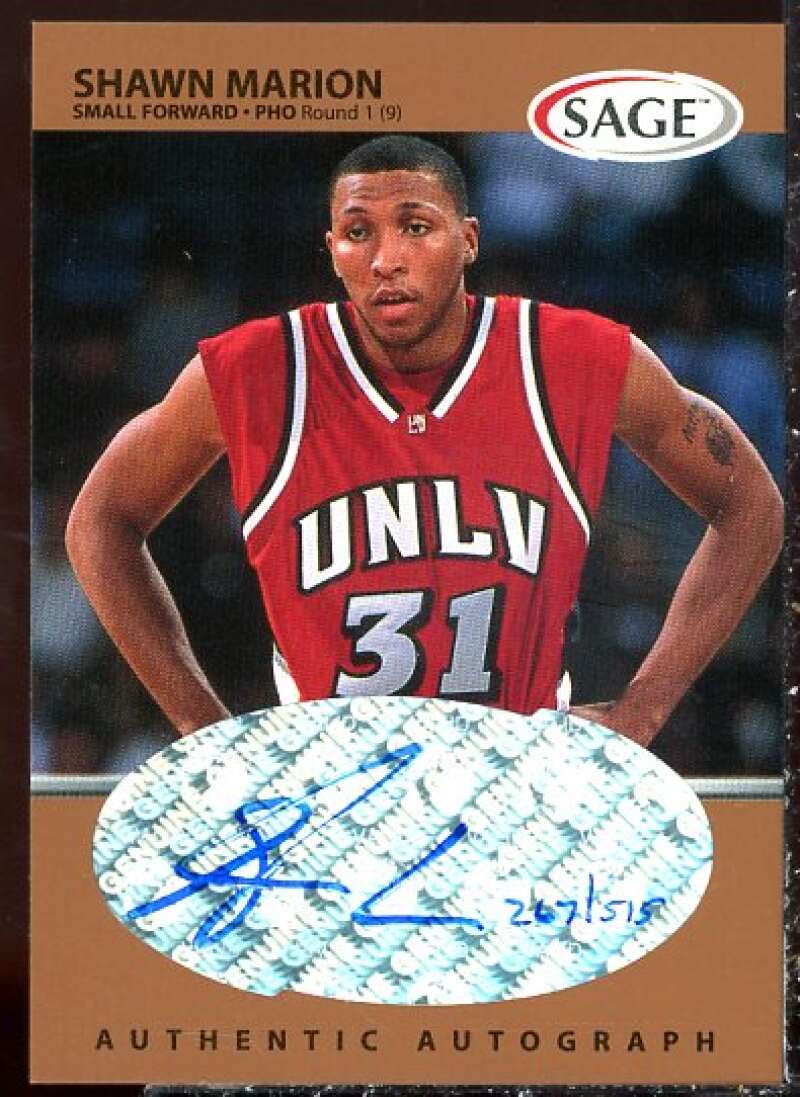 Shawn Marion Card 1999 SAGE Autographs Bronze #A34  Image 1