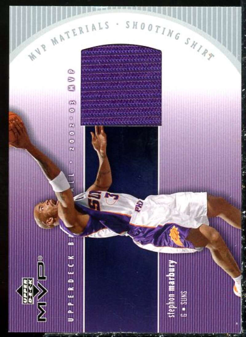 Stephon Marbury Card 2002-03 Upper Deck MVP Materials Shooting Shirt #SMS  Image 1