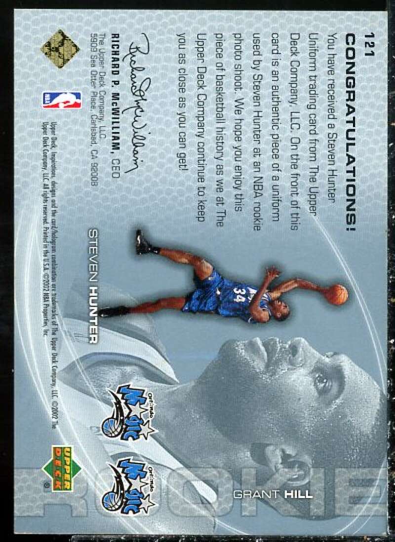 Grant Hill/Steven Hunter JSY RC Card 2001-02 Upper Deck Inspirations #121  Image 2