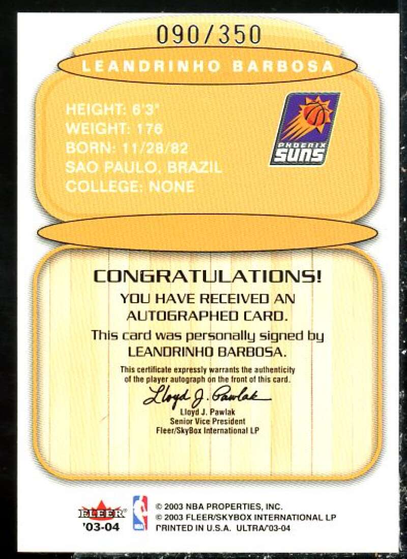 Leandro Barbosa AU Card 2003-04 Ultra Signatures #2  Image 2