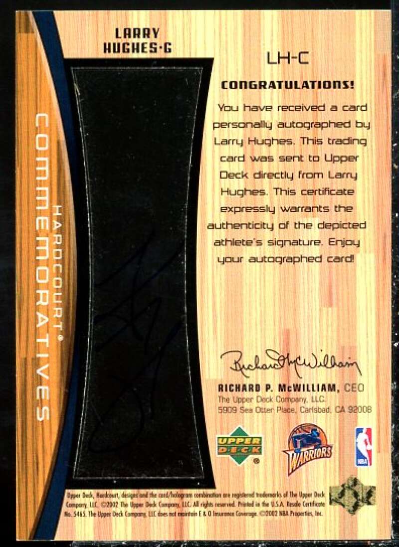 Larry Hughes Card 2002-03 Upper Deck Hardcourt Autographs #LHC  Image 2