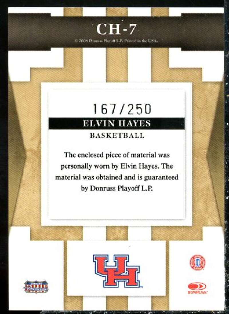 Elvin Hayes Card 2008 Donruss Sports Legends College Heroes Materials #7  Image 2