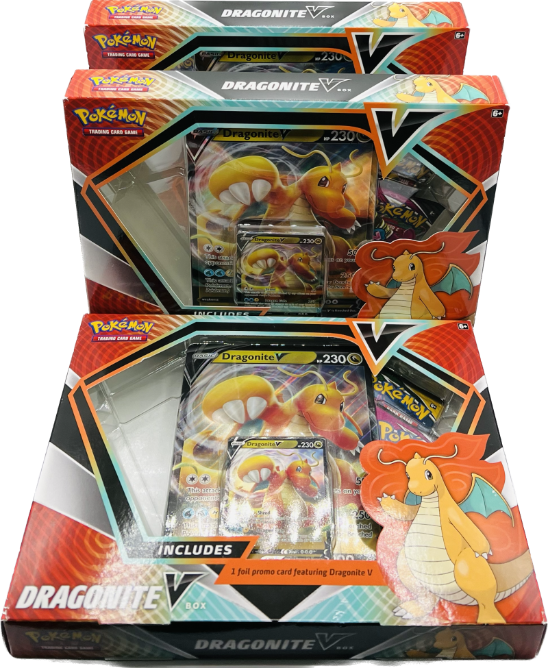 (3) 2021 Pokemon TCG: Dragonite V Box Lot Image 1