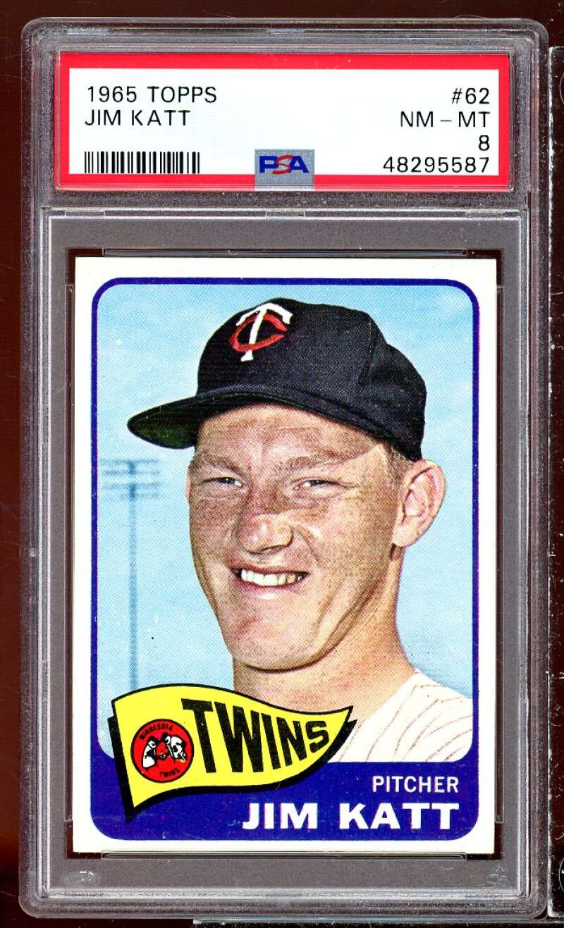 Jim Kaat Card 1965 Topps #62 PSA 8 Image 1