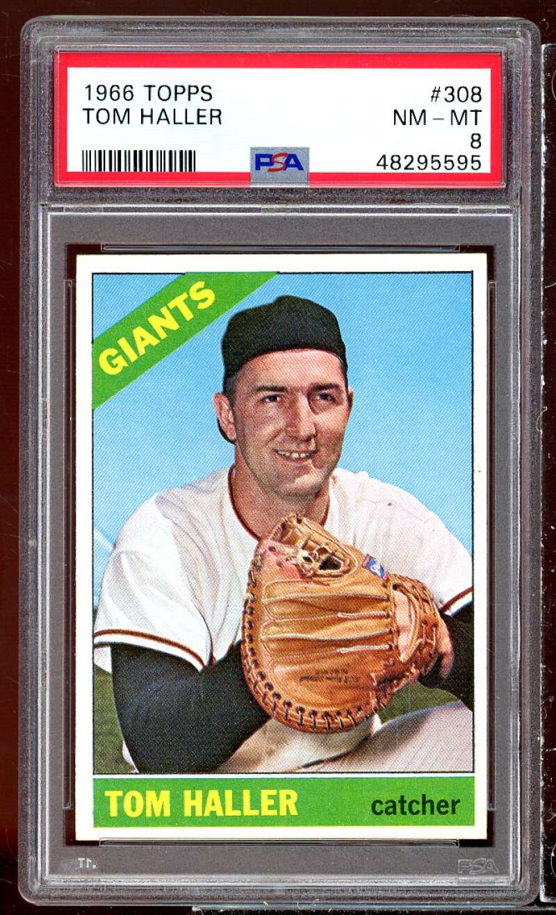 Tom Haller Card 1966 Topps #308 PSA 8 Image 1