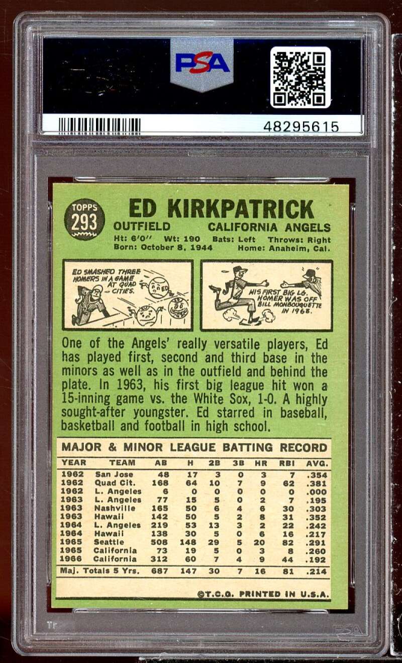 Ed Kirkpatrick Card 1967 Topps #293 PSA 9 Image 2