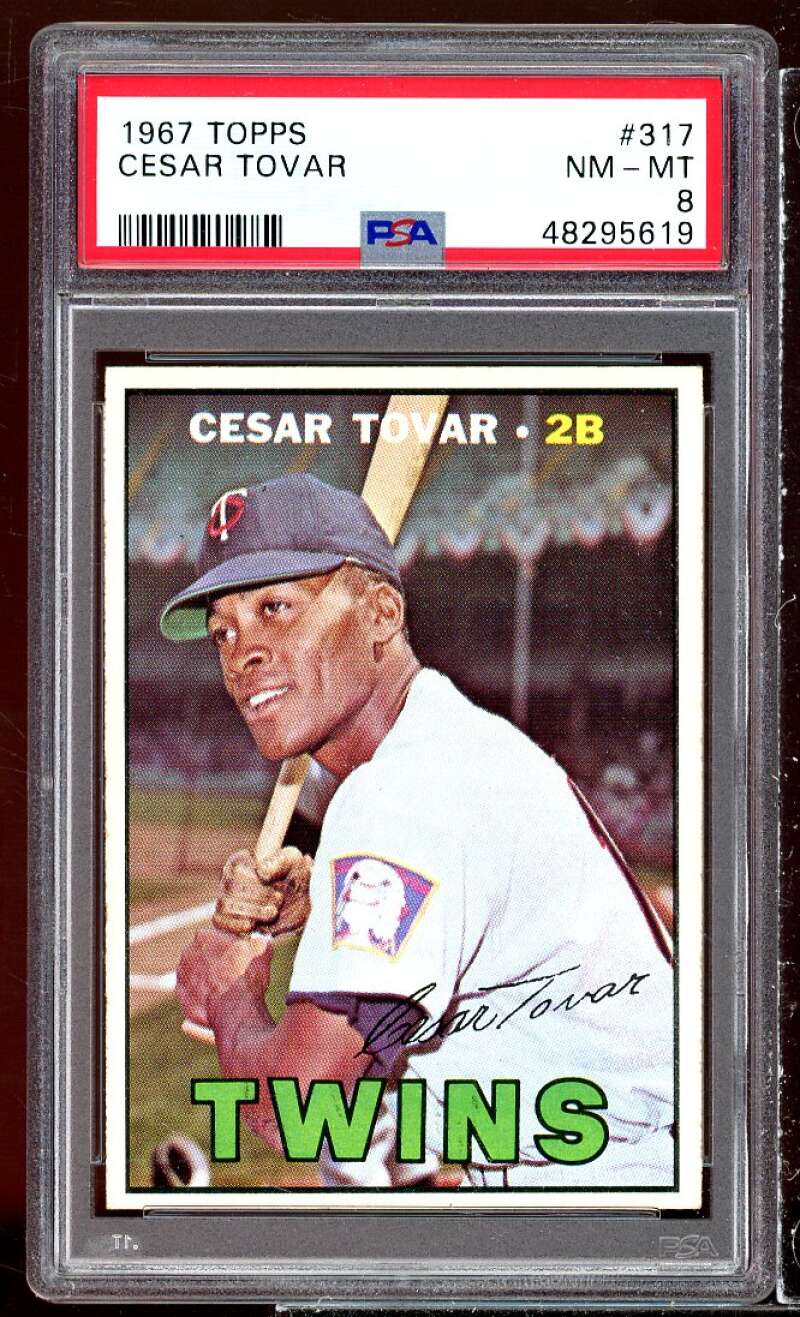 Cesar Tovar Card 1967 Topps #317 PSA 8 Image 1