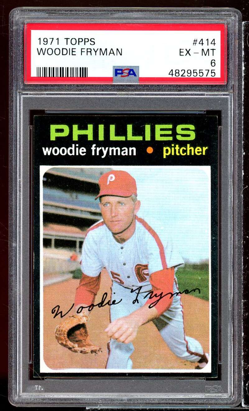 Woodie Fryman Card 1971 Topps #414 PSA 6 Image 1