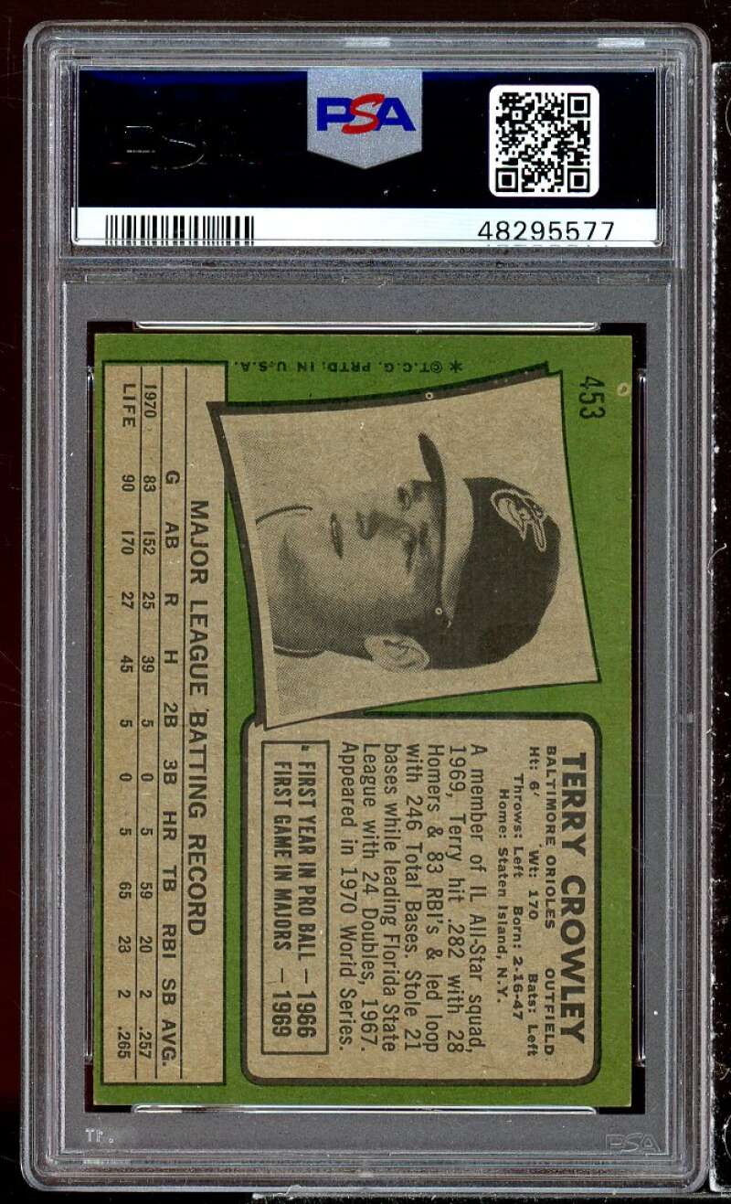 Terry Crowley Card 1971 Topps 453 PSA 6 Image 2