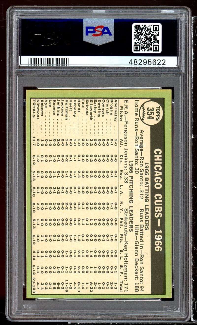 Chicago Cubs Team Card 1967 Topps #354 PSA 8 Image 2