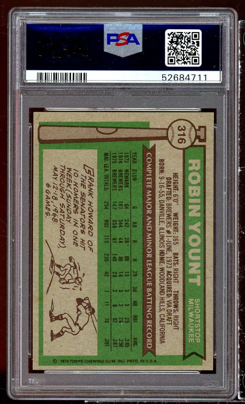 Robin Yount Card 1976 Topps #316 PSA 9 Image 2