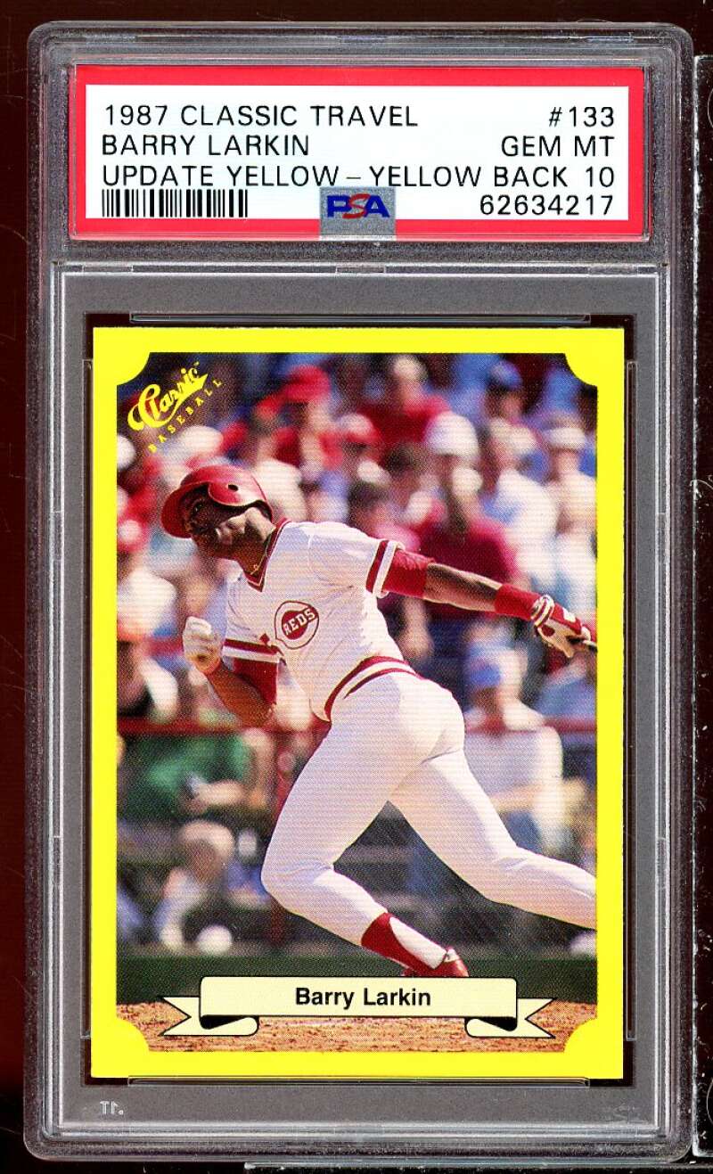 Barry Larkin Rookie Card 1987 Classic Update Yellow #133 PSA 10 Image 1