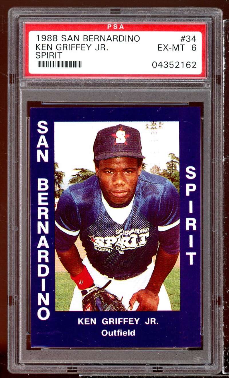 Ken Griffey Jr. Rookie Card 1988 San Bernadino Spirit #34 PSA 6 Image 1