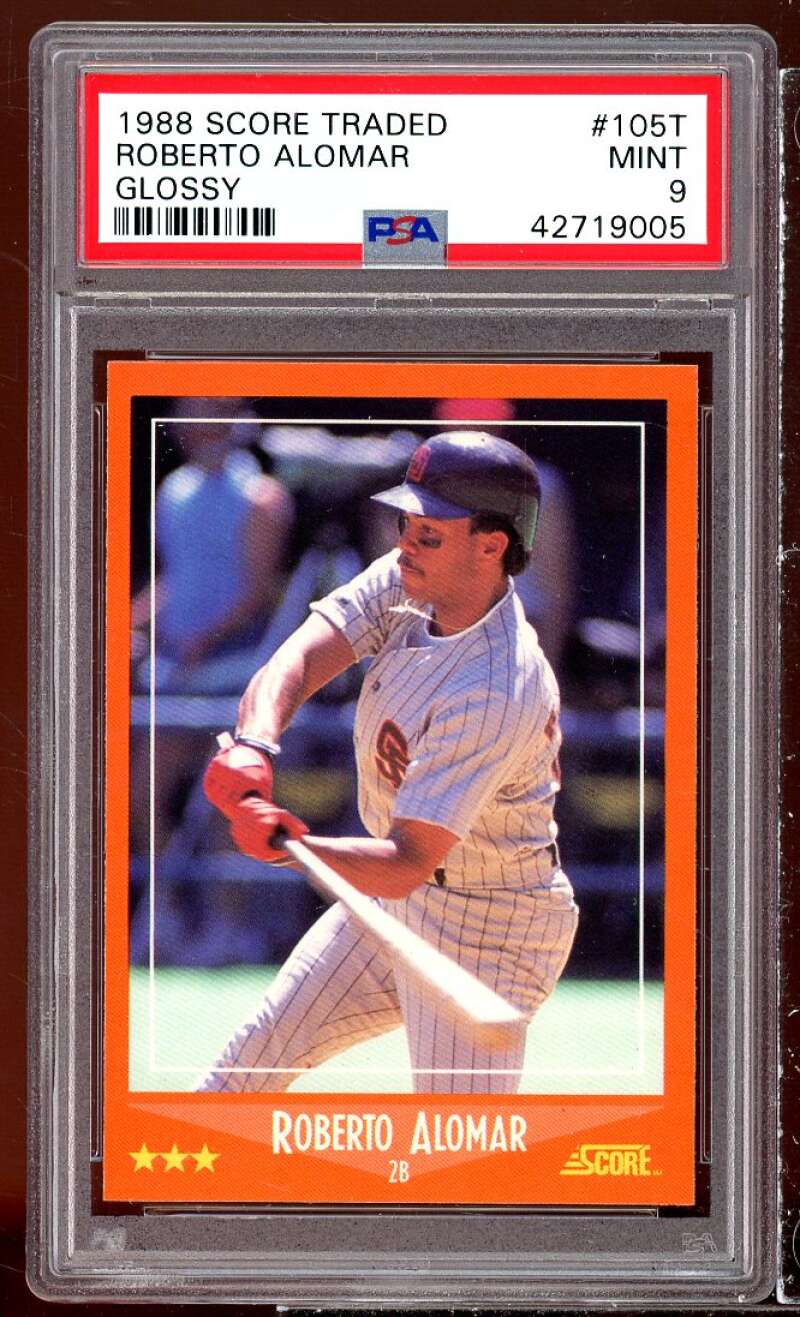 Roberto Alomar Rookie Card 1988 Score Traded Glossy #105T PSA 9 Image 1