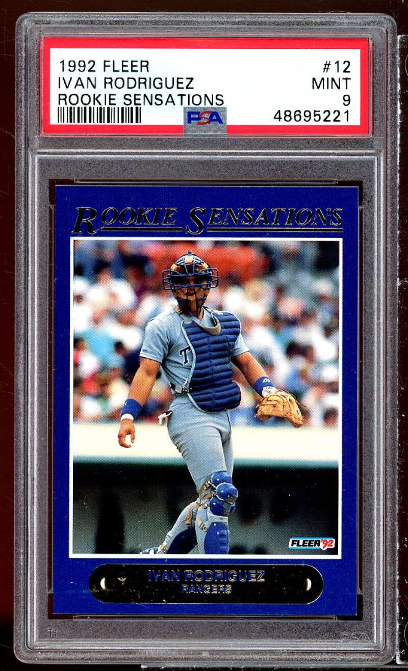 Ivan Rodriguez Rookie Card 1992 Fleer Rookie Sensations #12 PSA 9 Image 1