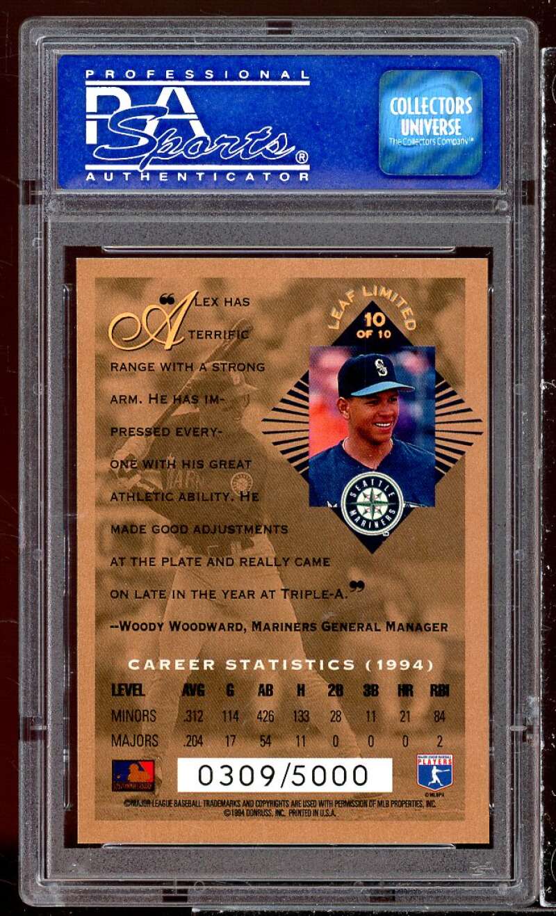 Alex Rodriguez Rookie Card 1994 Leaf Limited Rookie Phenoms #10 PSA 9 Image 2