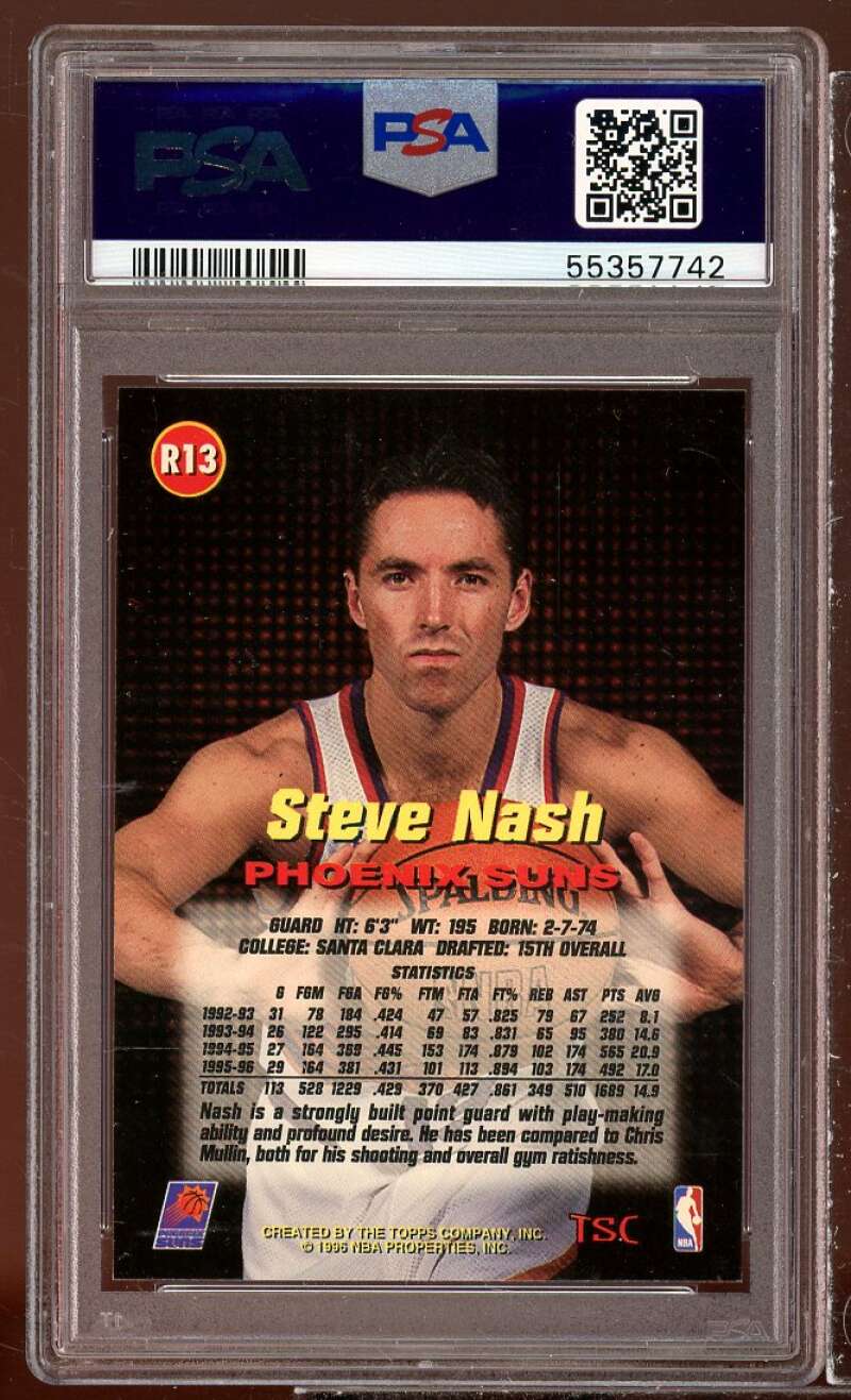 Steve Nash Rookie Card 1996-97 Stadium Club Rookies I #R13 PSA 10 Image 2