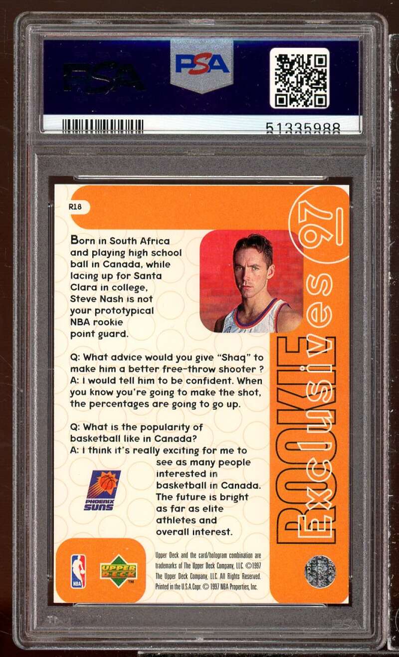 Steve Nash Rookie Card 1996-97 Upper Deck Rookie Exclusives #R18 PSA 10 Image 2