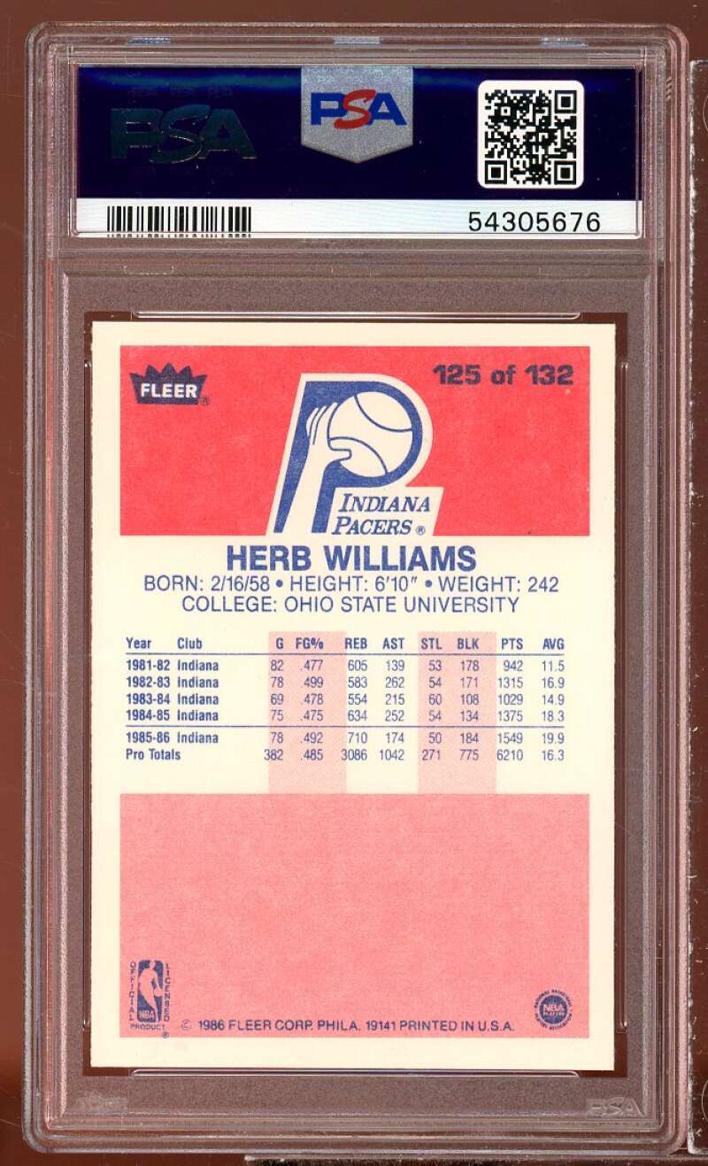 Herb Williams Rookie Card 1986-87 Fleer #125 PSA 9 Image 2