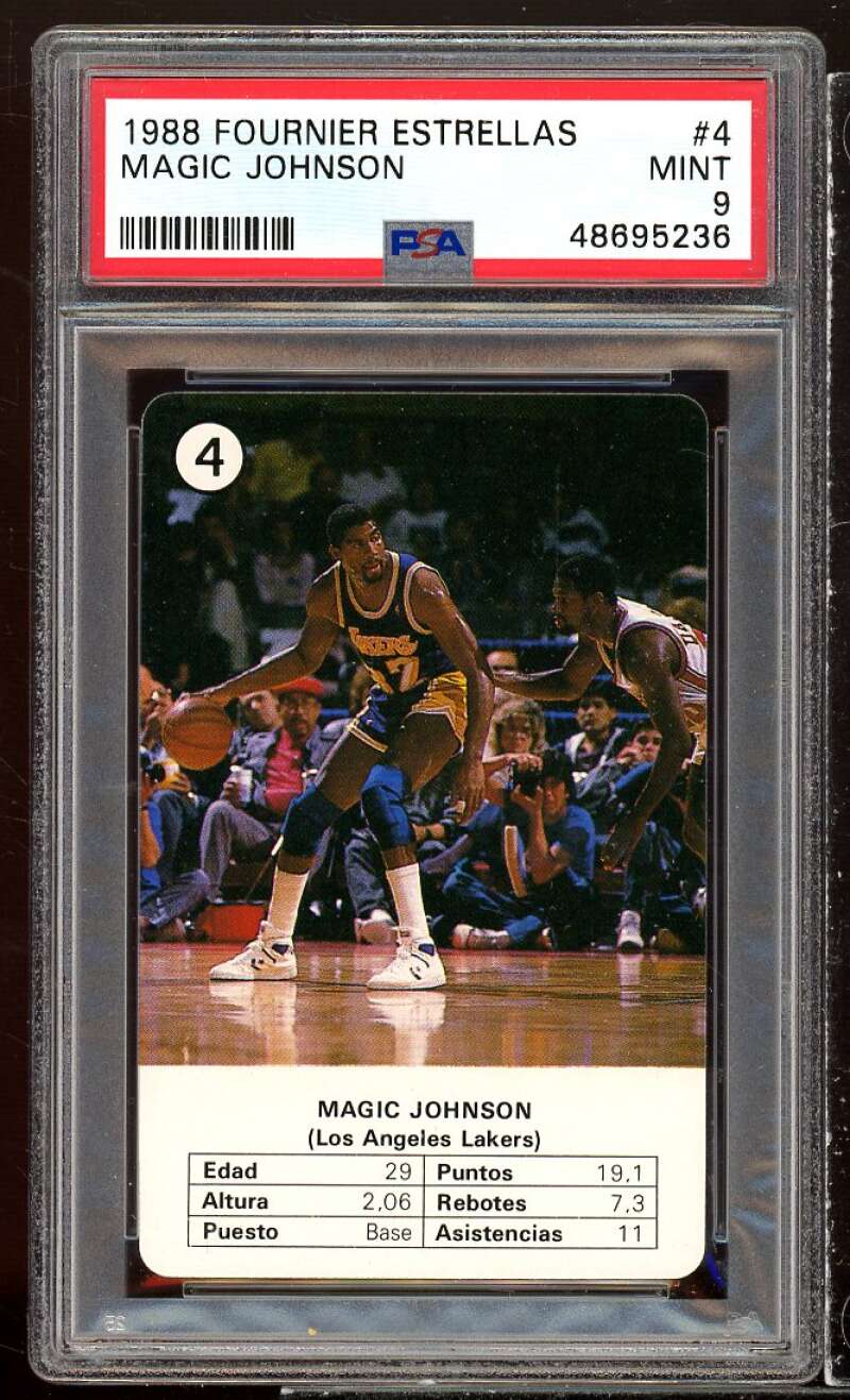 Magic Johnson Card 1988 Fournier Estrellas #4 PSA 9 Image 1