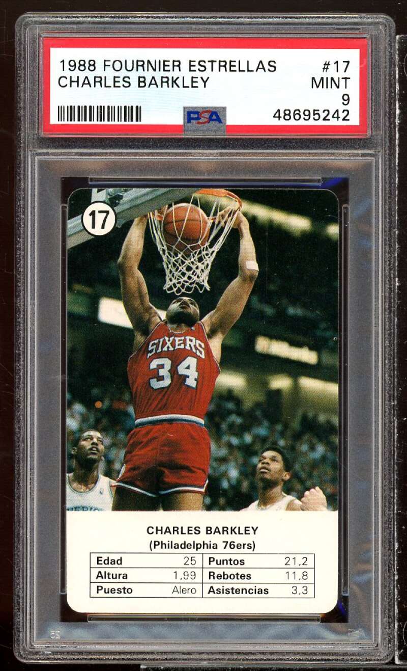 Charles Barkley Card 1988 Fournier Estrellas #17 PSA 9 Image 1