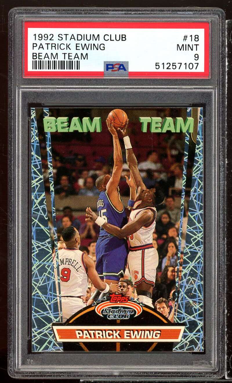 Patrick Ewing Card 1992-93 Stadium Club Beam Team #18 PSA 9 Image 1