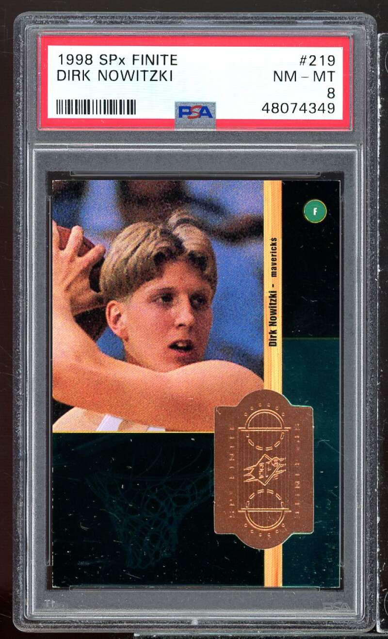 Dirk Nowitzki Rookie Card 1998-99 SPx Finite #219 PSA 8 Image 1