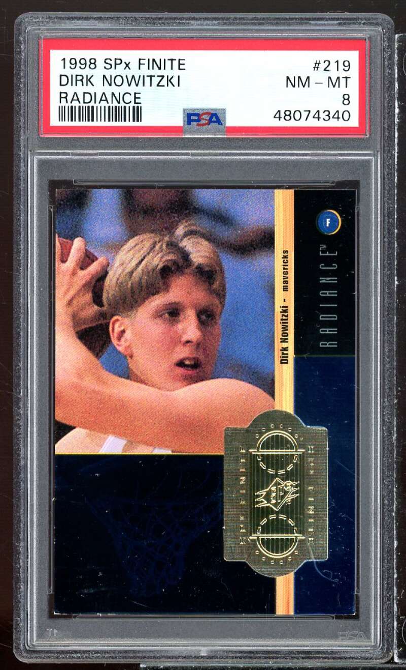 Dirk Nowitzki Rookie Card 1998-99 SPx Finite Radiance #219 PSA 8 Image 1