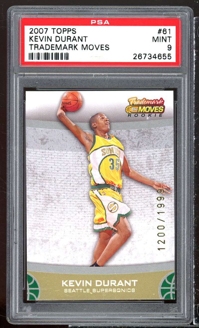 Kevin Durant Rookie Card 2007-08 Trademark Moves #61 PSA 9 Image 1