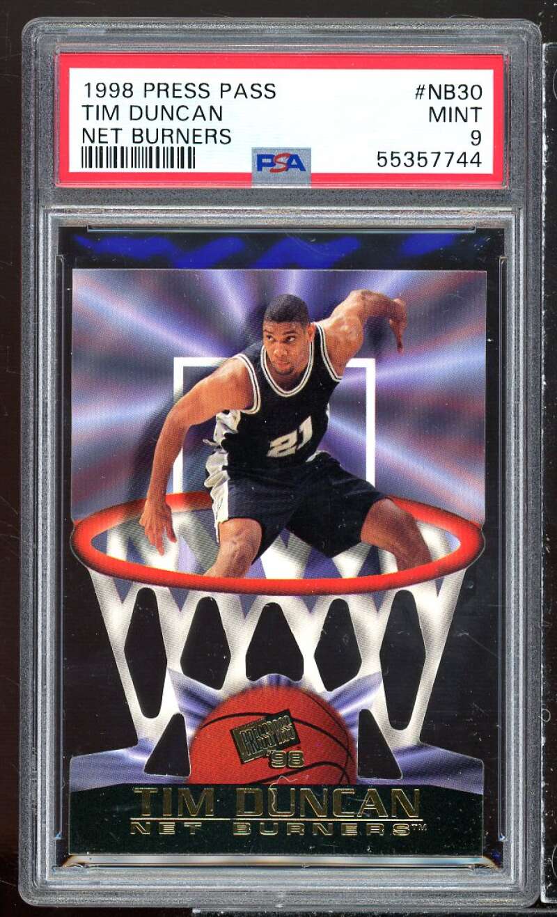 Tim Duncan Card 1998 Press Pass Net Burners #nb30 PSA 9 Image 1