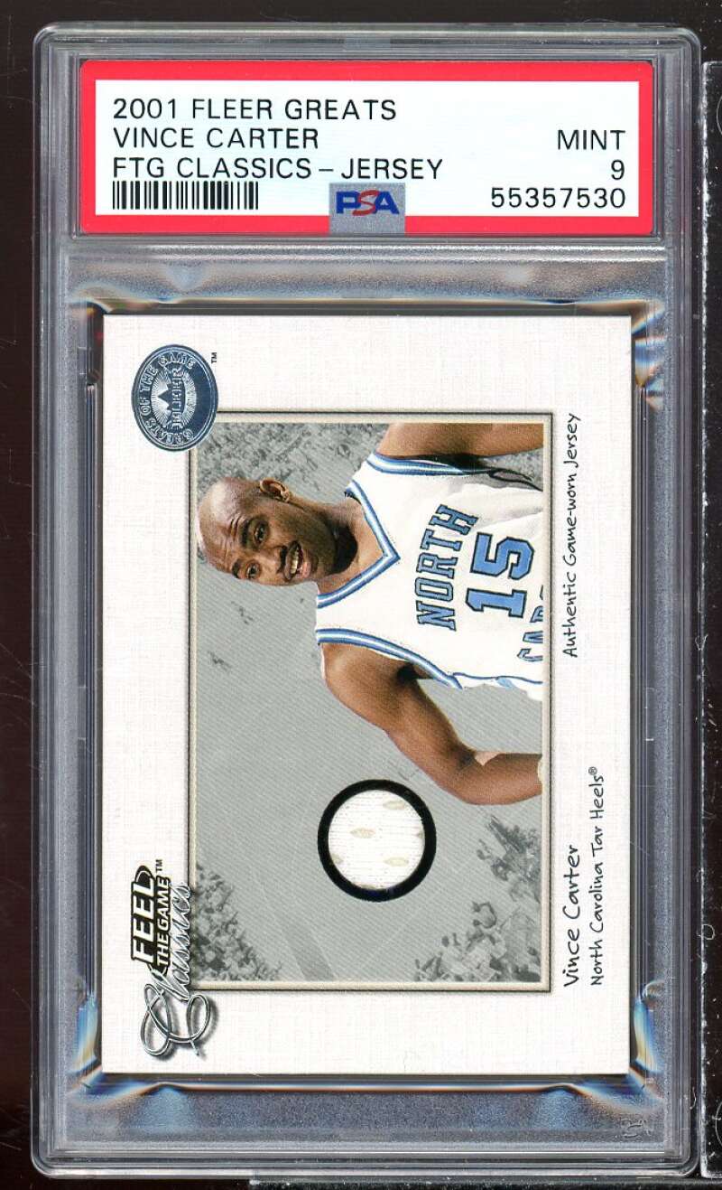 Vince Carter Card 2001-02 Fleer Greats FTG Classics Jersey #nno PSA 9 Image 1