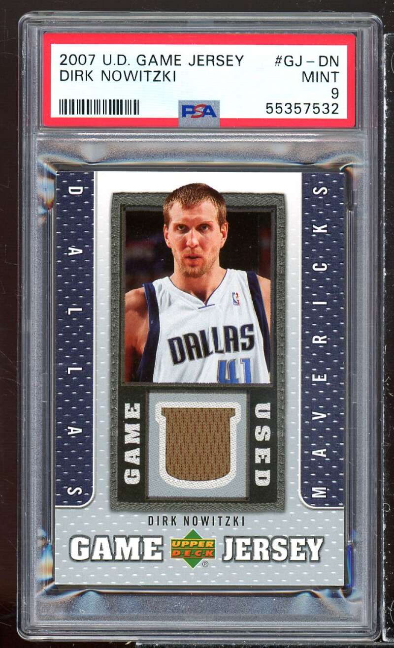 Dirk Nowitzki Card 2007-08 Upper Deck UD Game Jersey (POP 2) #GJ-DN PSA 9 Image 1