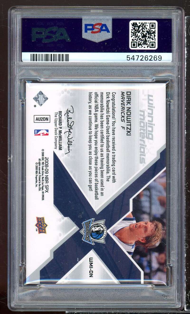 Dirk Nowitzki 2008-09 SPX Winning Materials Jersey Initials #wmidn (POP 1) PSA 9 Image 2