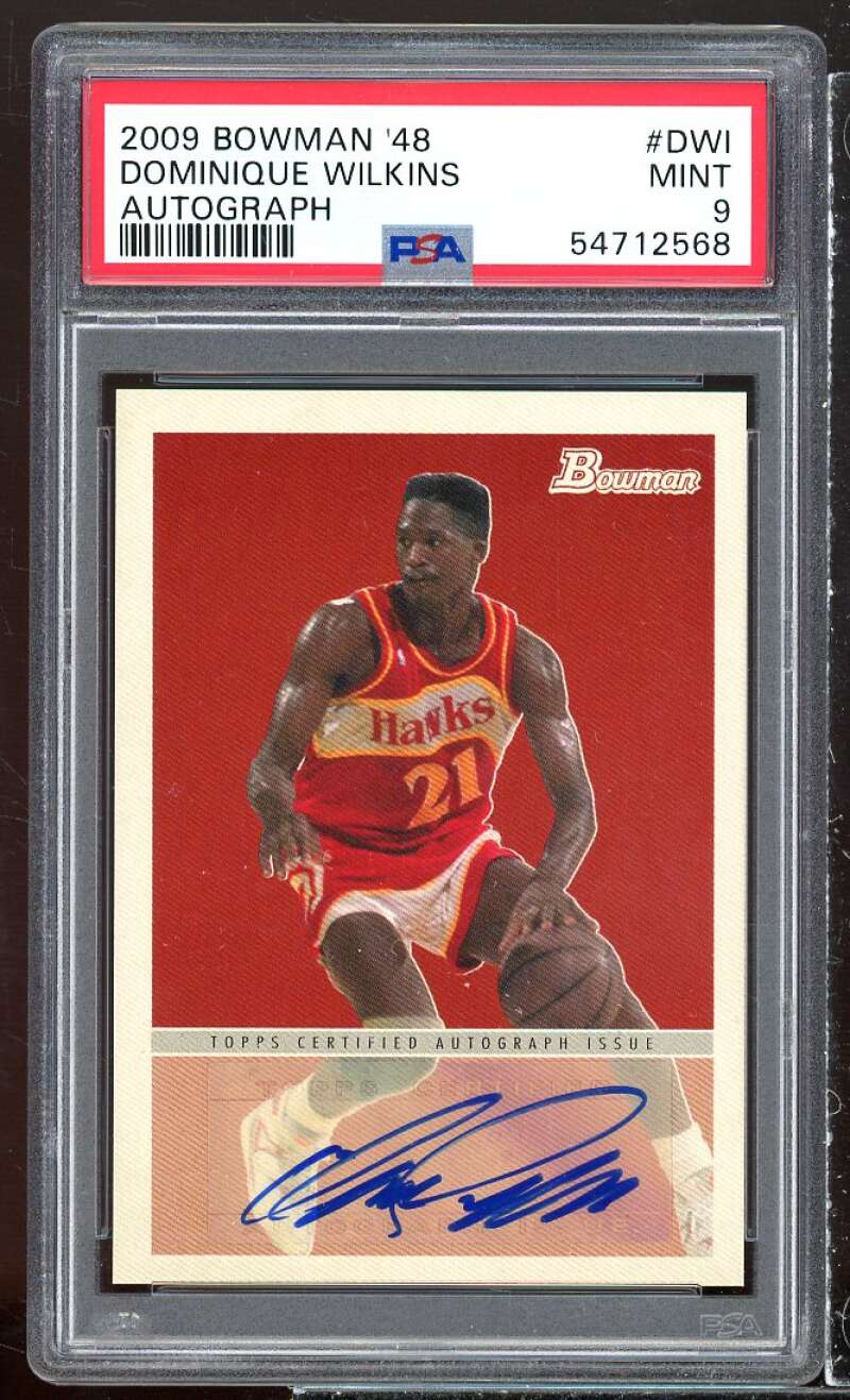 Dominique Wilkins Card 2009-10 Bowman '48 Autograph #DW1 PSA 9 Image 1