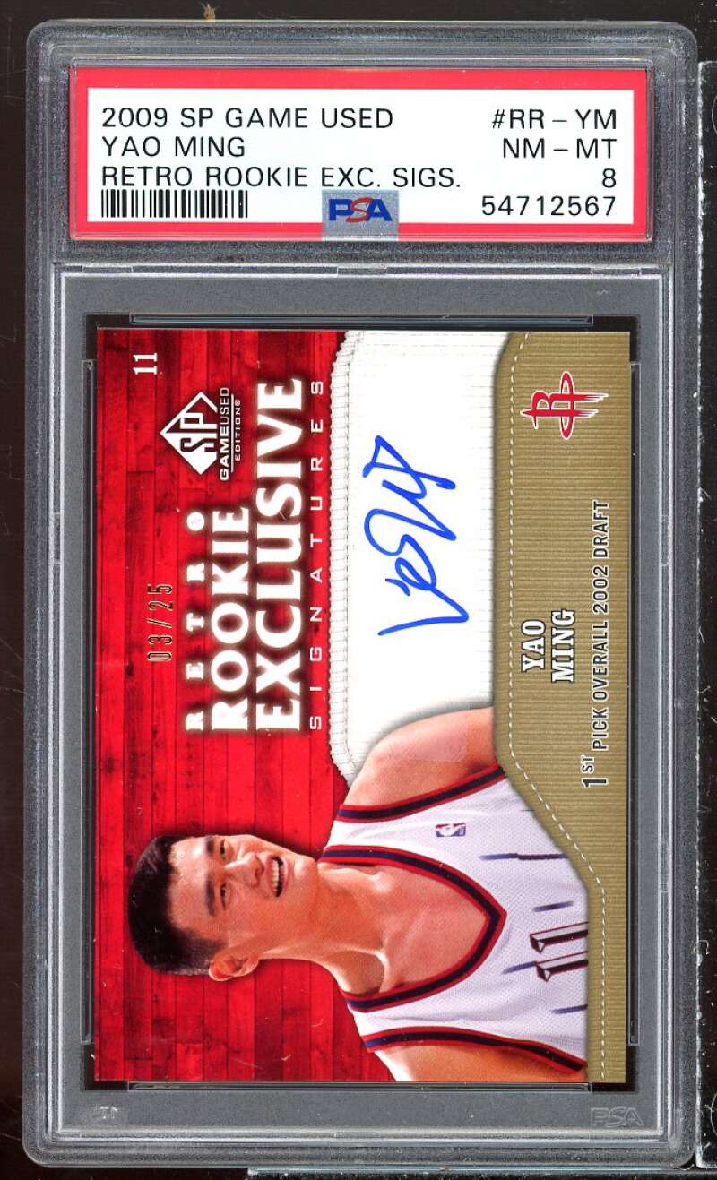 Yao Ming 2009-10 SP Game Used Retro Rookie Exclusive Signatures #RR-YM PSA 8 Image 1