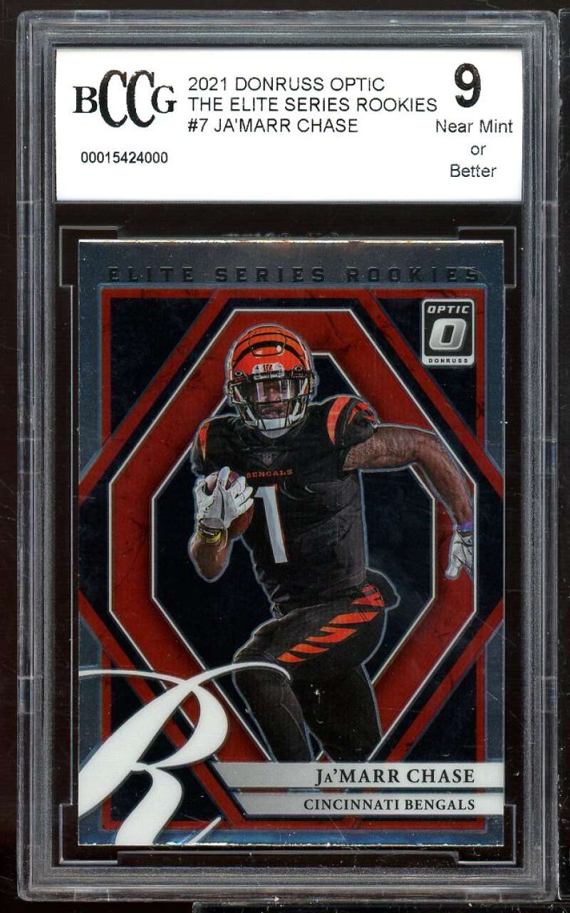 2021 Donruss Optic The Elite Series Rookies #205 Ja'Marr Chase Card BCCG 9 NM+ Image 1