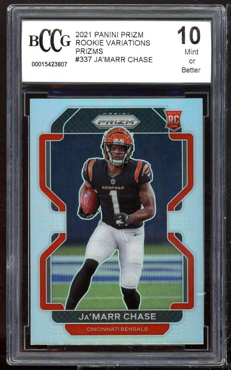 2021 Panini Prizm Rookie Variations Prizms #337 Ja'Marr Chase RC BCCG 10 Mint+ Image 1
